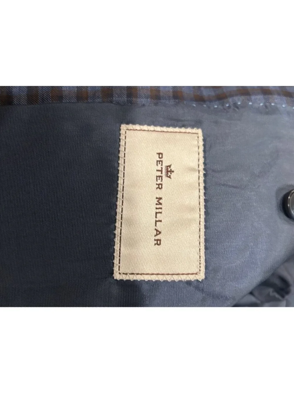 Peter Millar Blue Brown Check Sport Coat Blazer Men’s 42R Wool Silk Canada